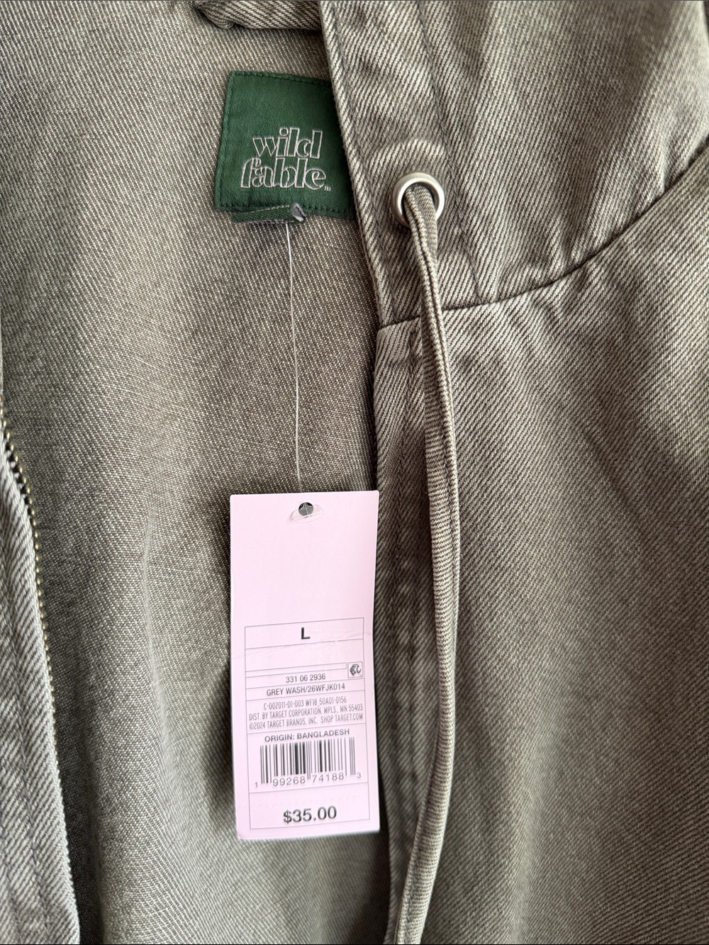 wild fable Washed Gray Hooded Zip Jacket - Picture 2 of 6